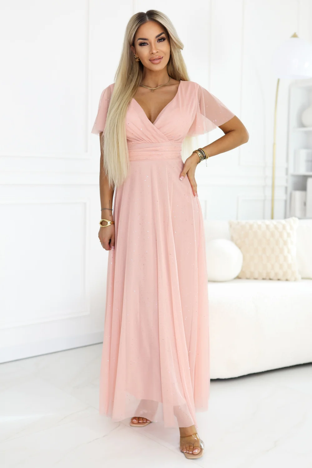 Robe longue rose
