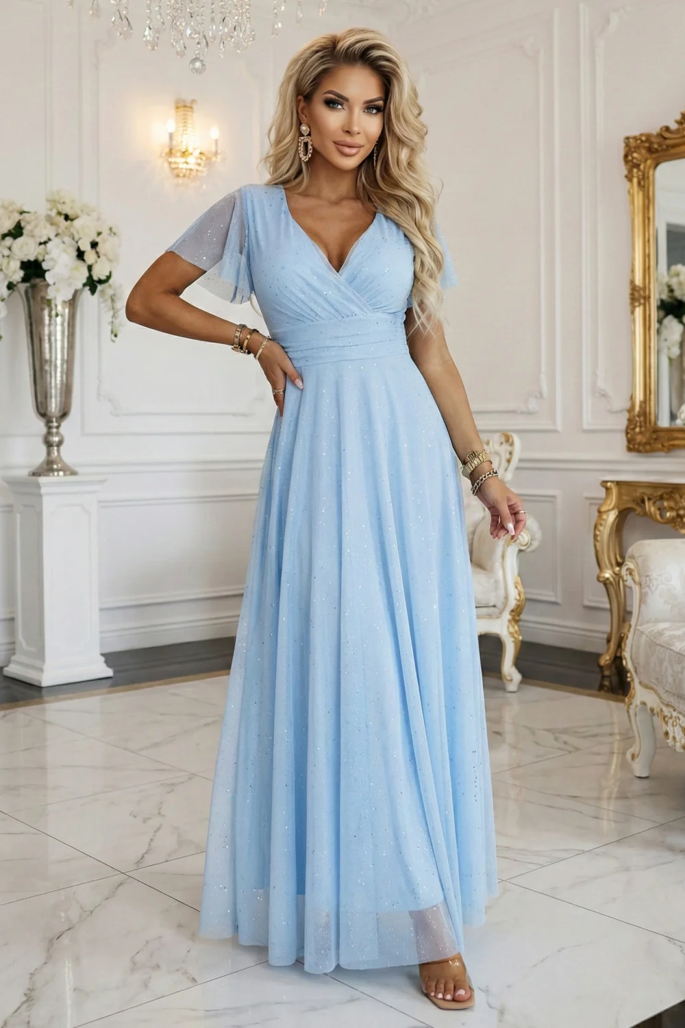 Robe longue bleue