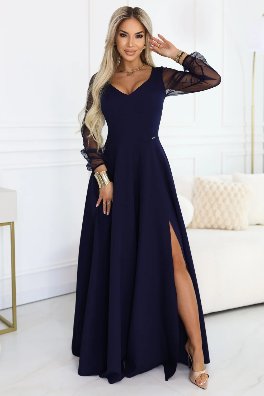 Robe longue bleue marine