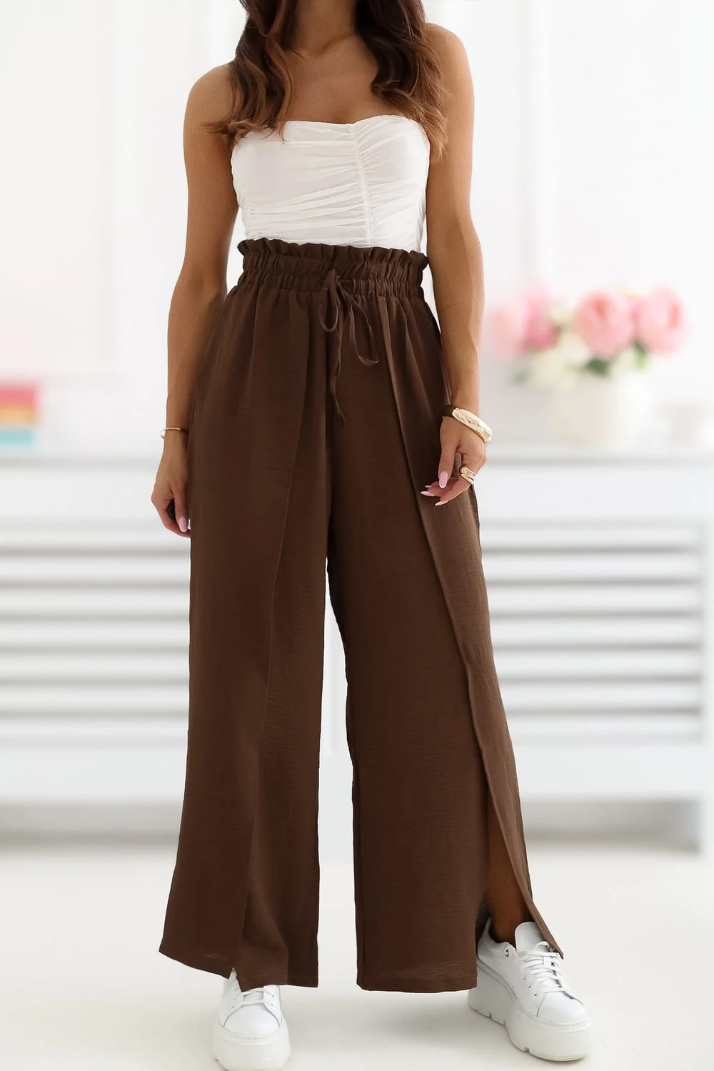 Pantalon femme brun
