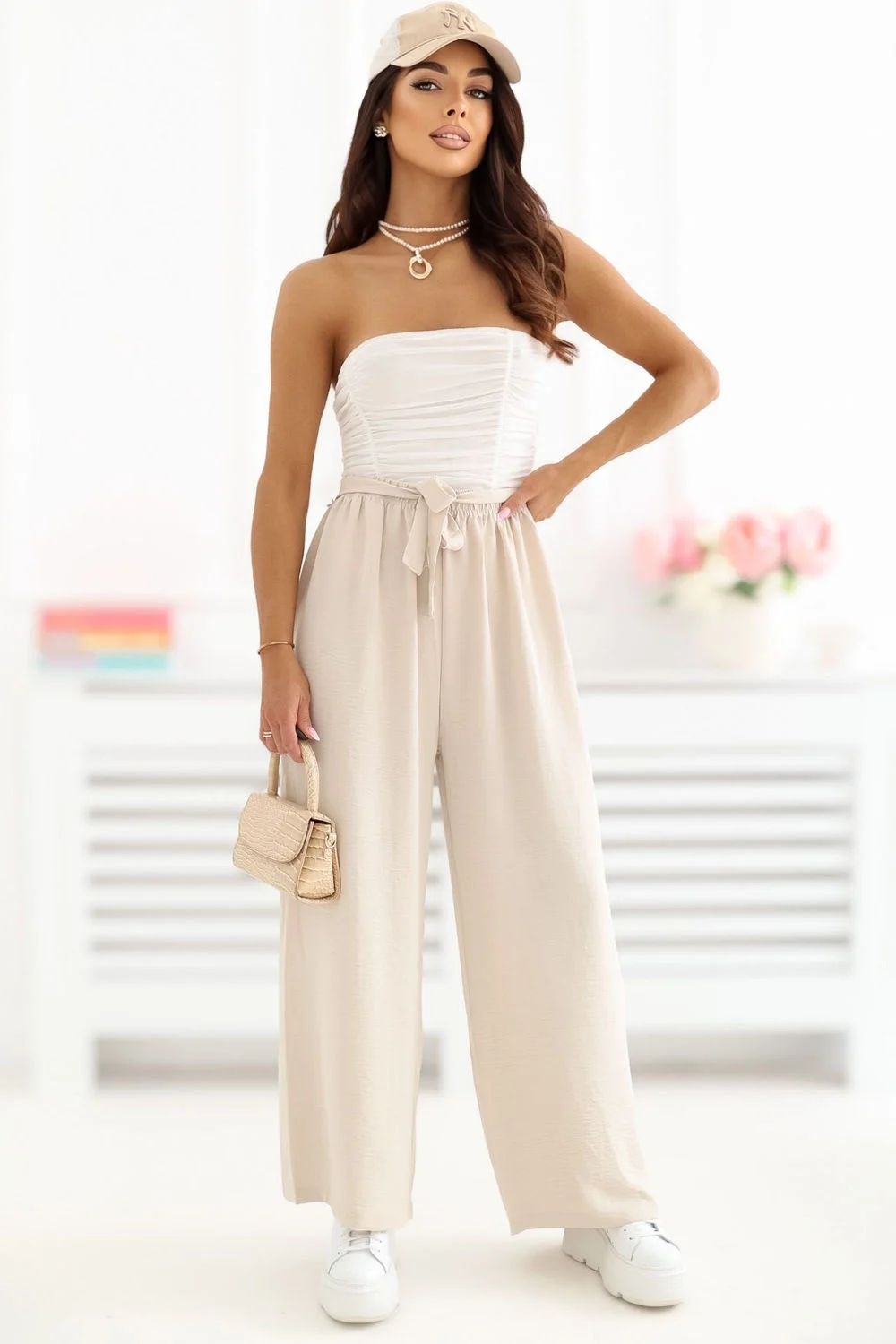 Pantalon femme beige