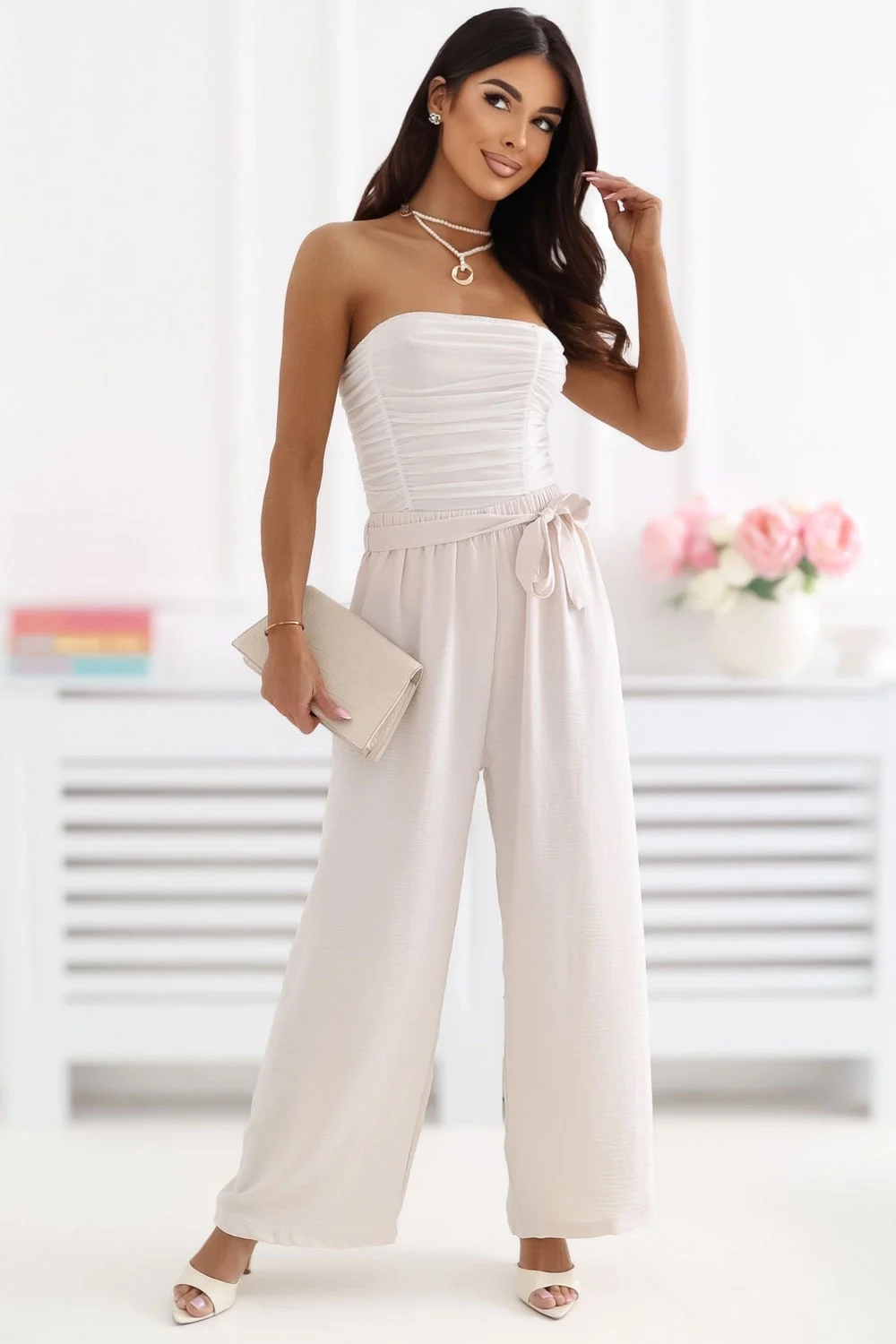 Pantalon femme beige