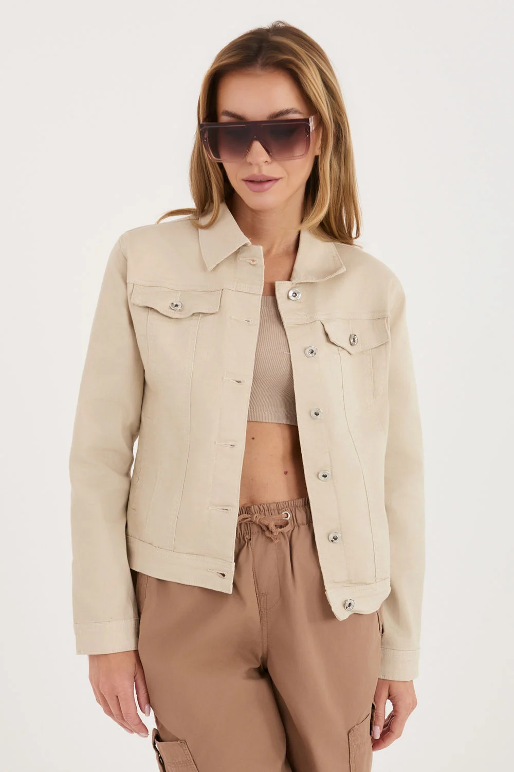 Veste en jean beige