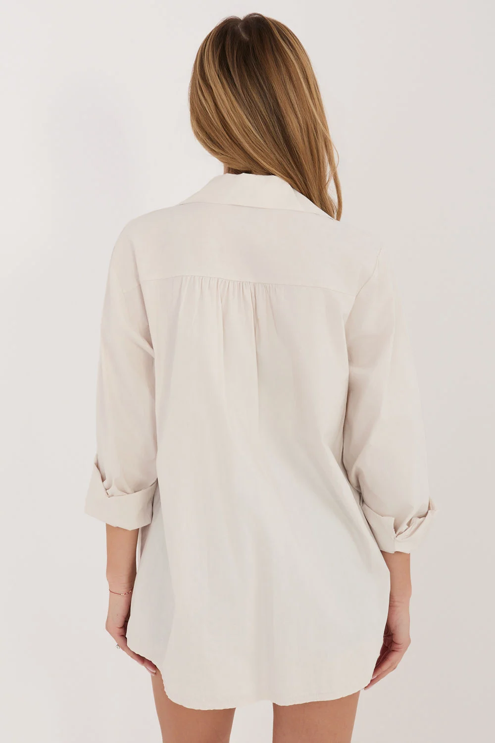 Chemise manche longue beige – Image 3