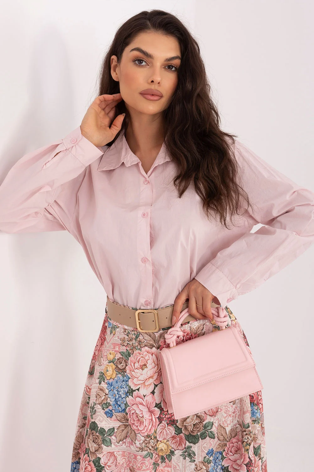 Chemise manche longue rose