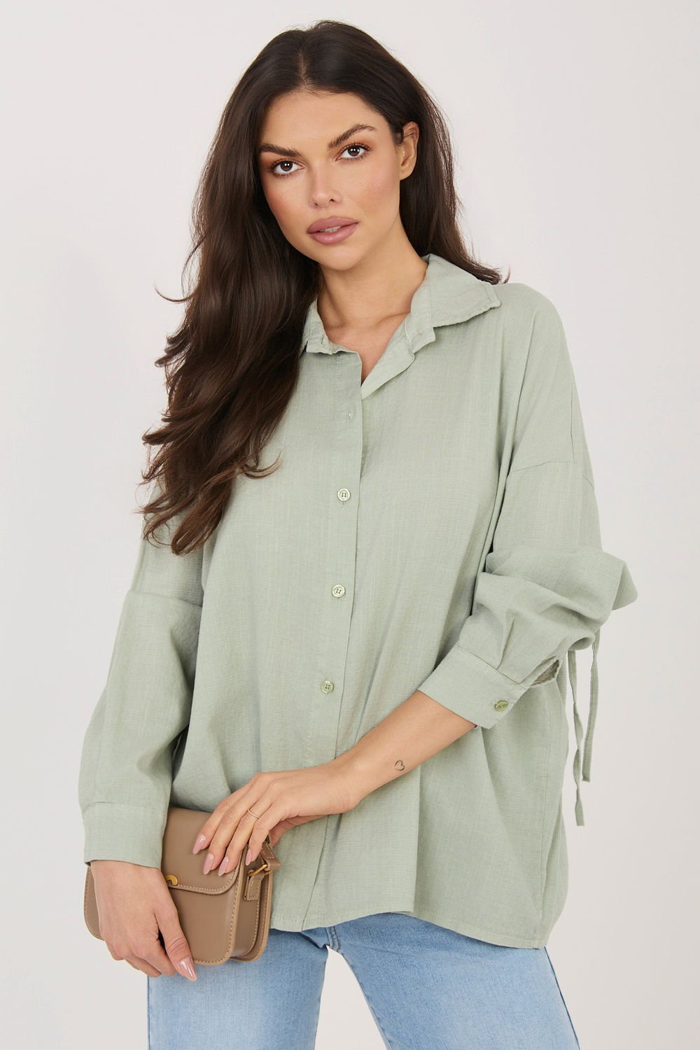 Image of Chemise manche longue verte