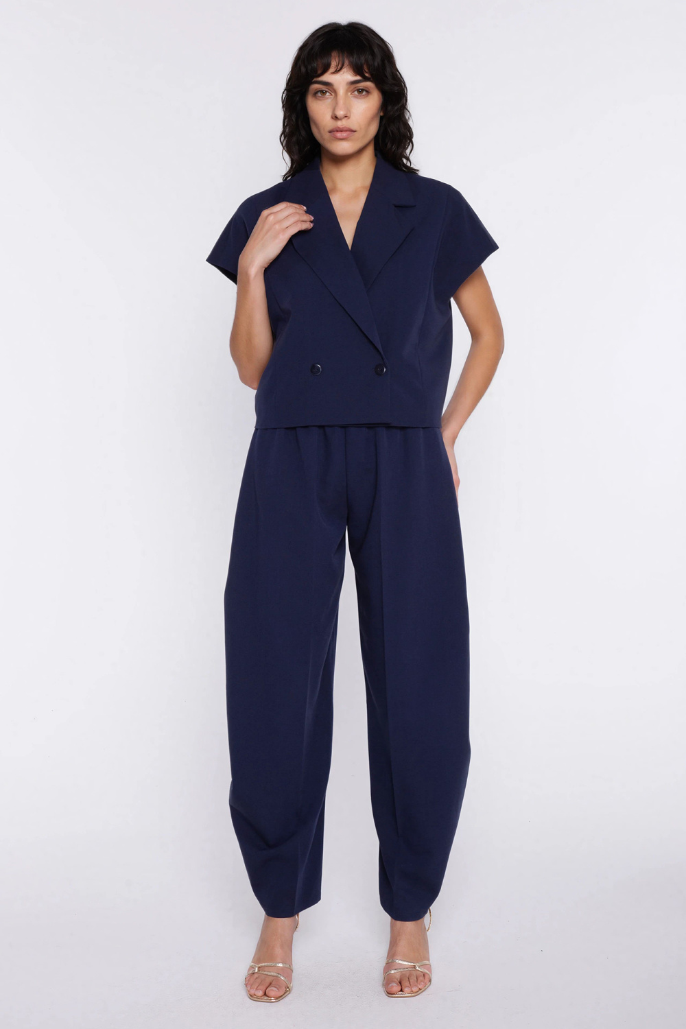 Image of Pantalon femme bleu marine