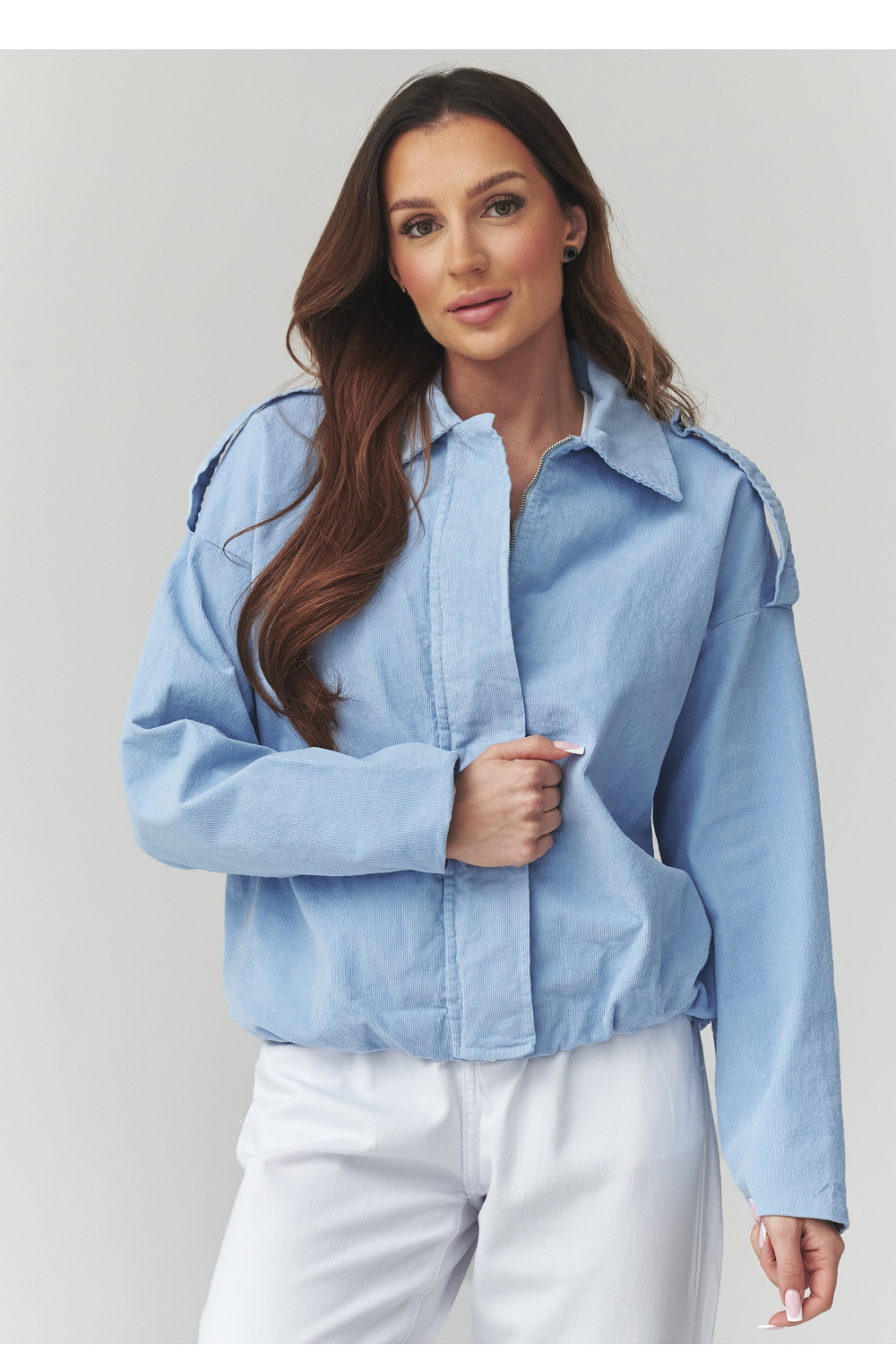 Image of Veste en velours côtelé bleu