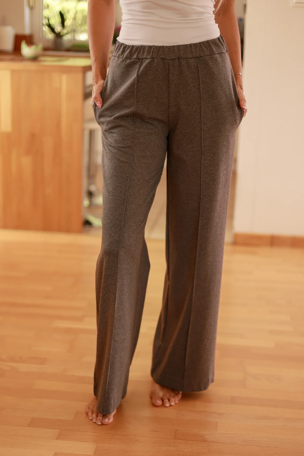 Pantalon femme gris