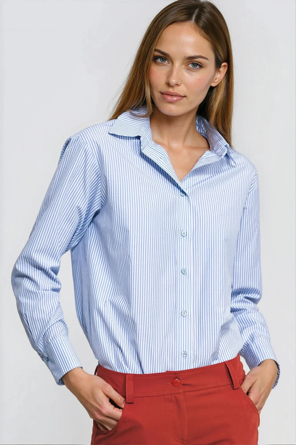 Chemise manche longue bleue
