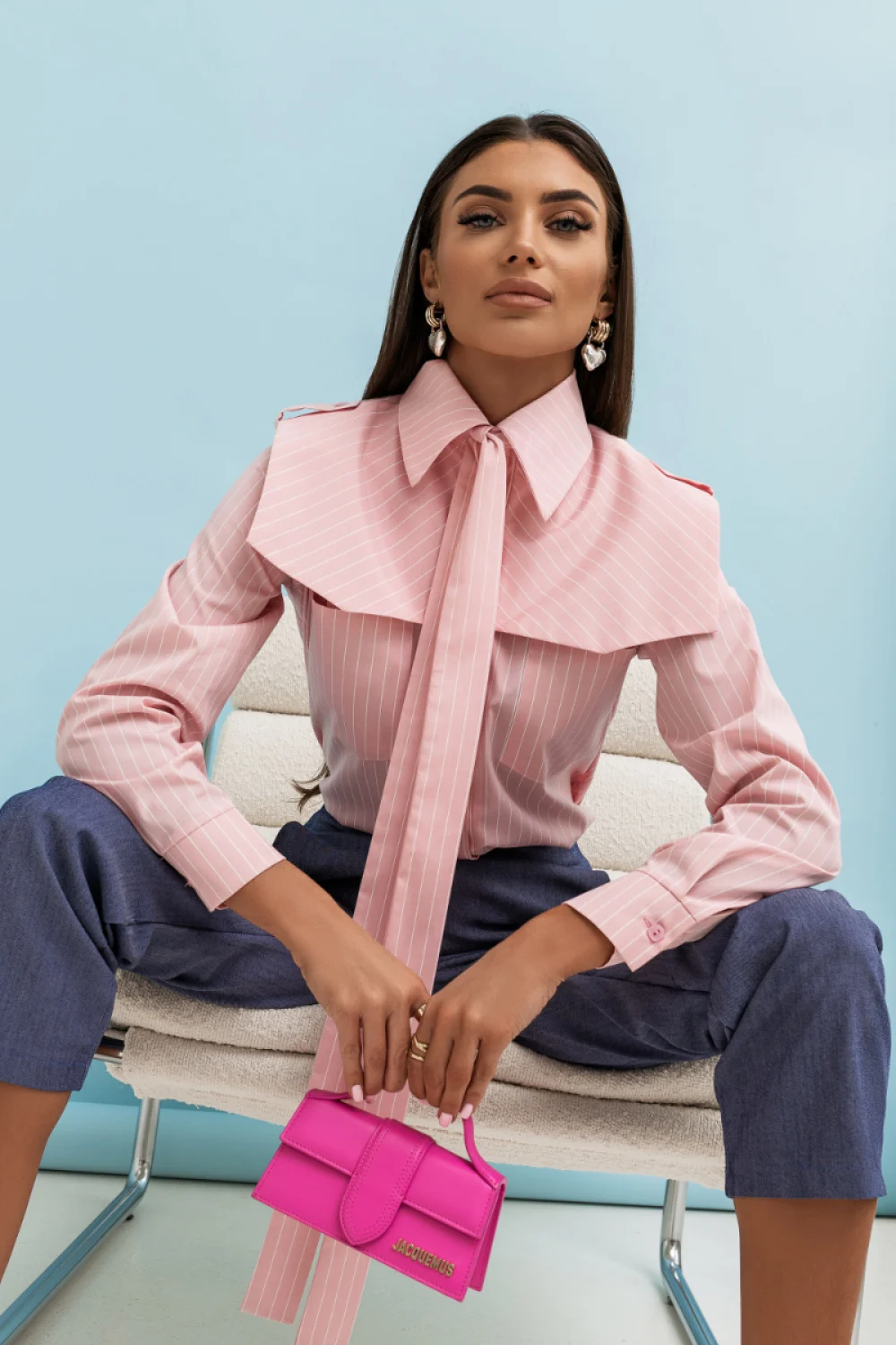 Chemise manche longue rose