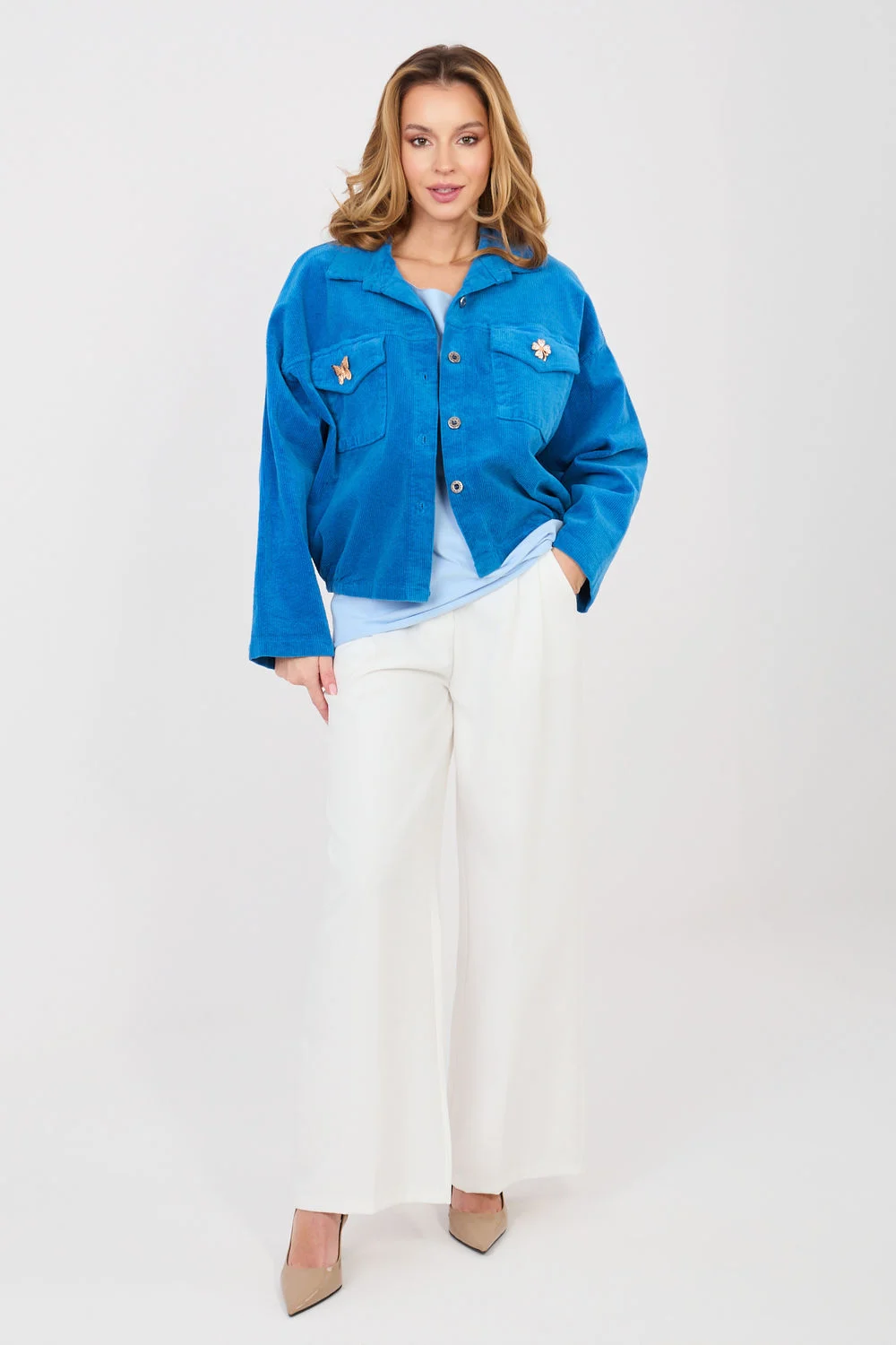 Veste en velours côtelé bleu