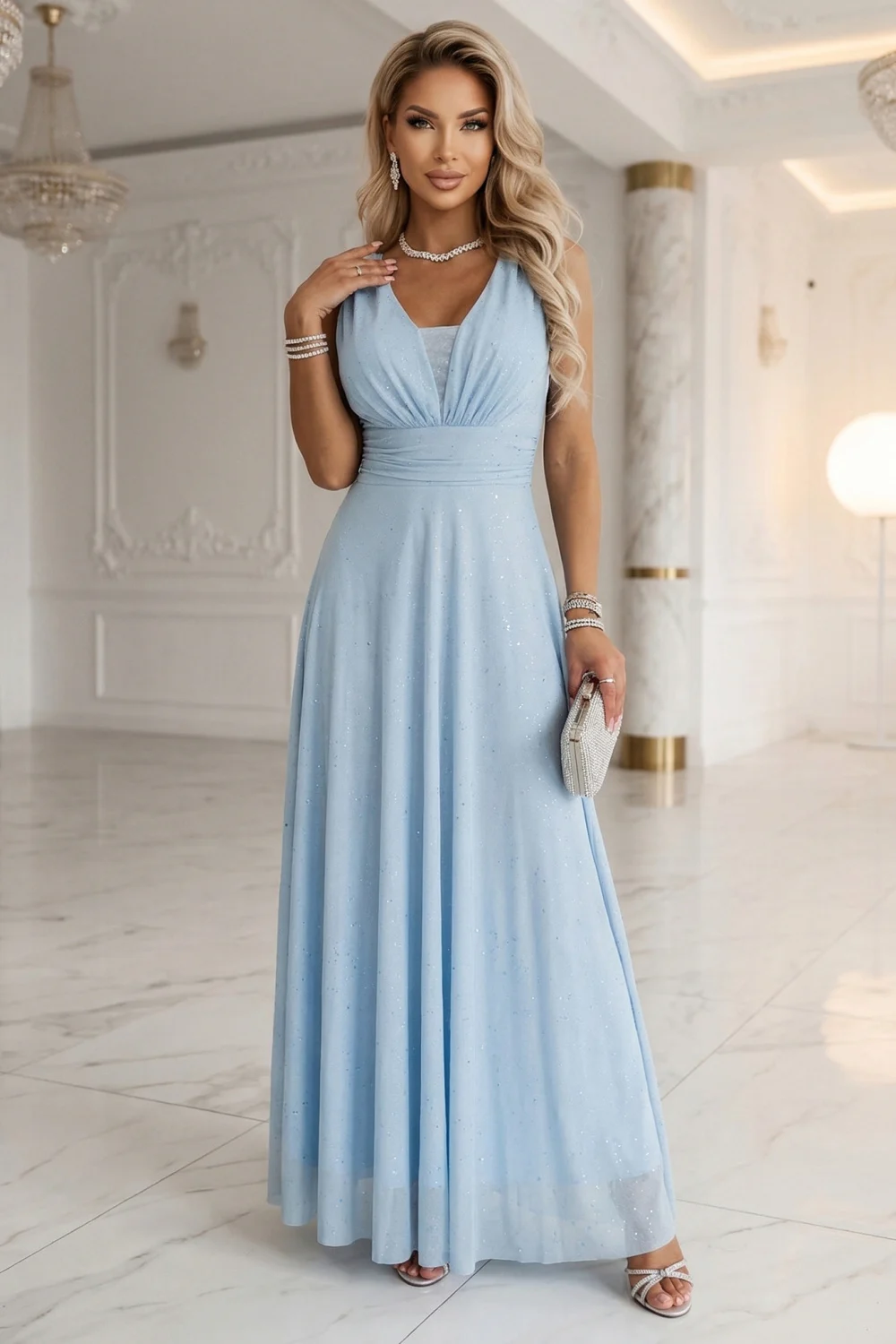 Robe longue bleue