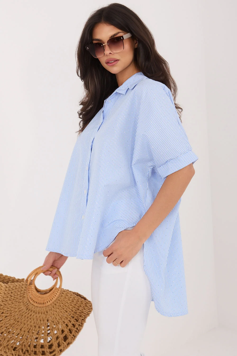 Chemise manche courte bleu