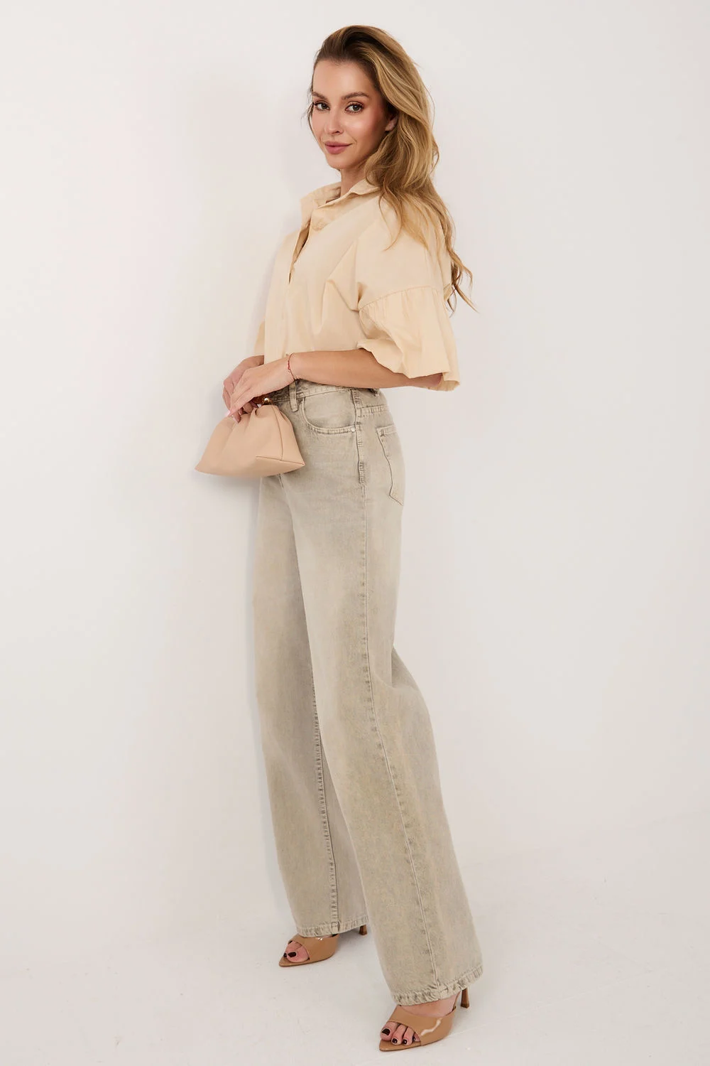 Chemise manche longue beige – Image 2