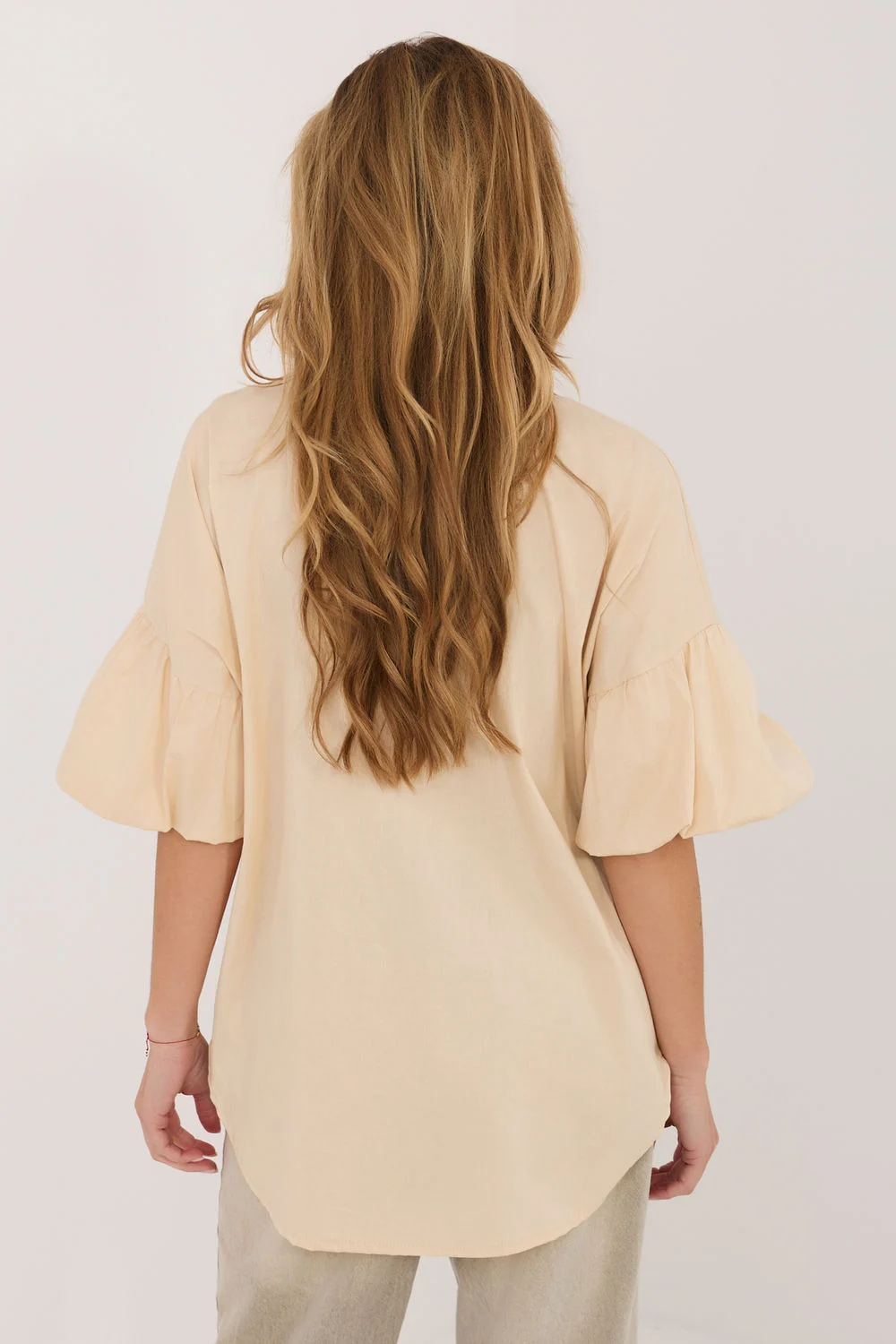 Chemise manche longue beige – Image 3