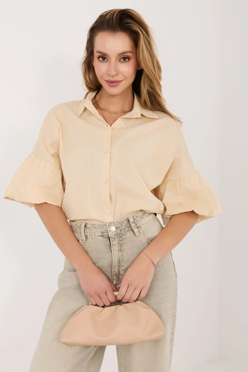 Chemise manche longue beige – Image 4