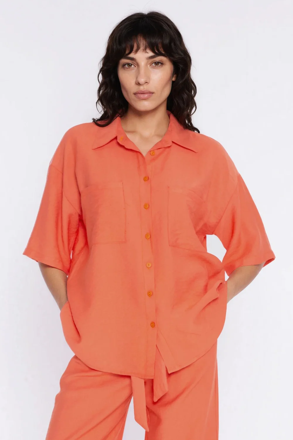 Chemise manche courte orange