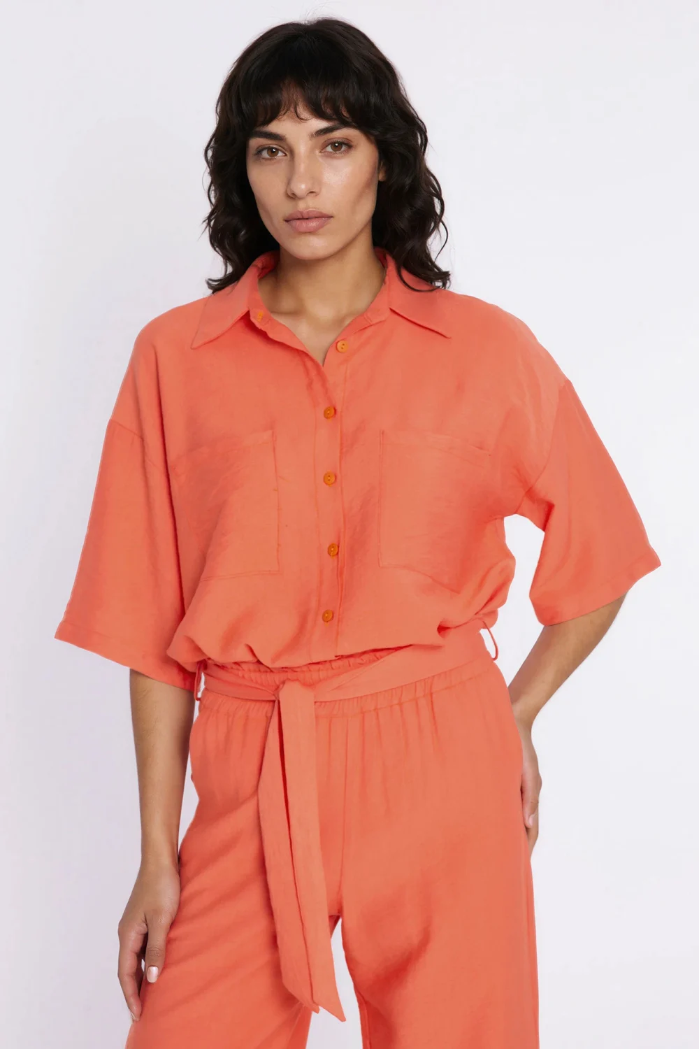 Chemise manche courte orange – Image 2