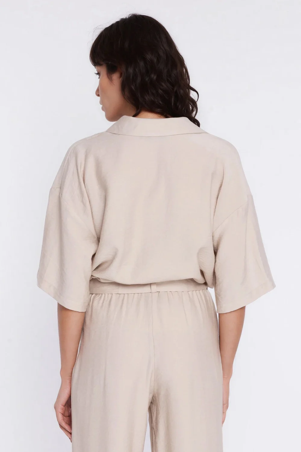 Chemise manche courte beige – Image 3