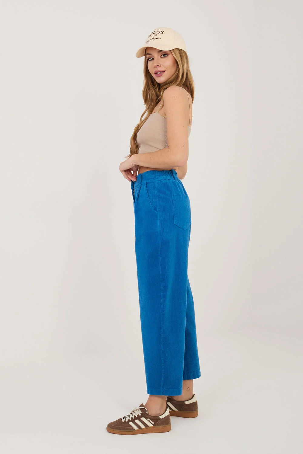 Pantalon en velours côtelé bleu