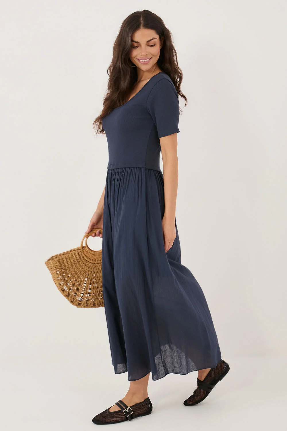 Robe de jour bleue marine