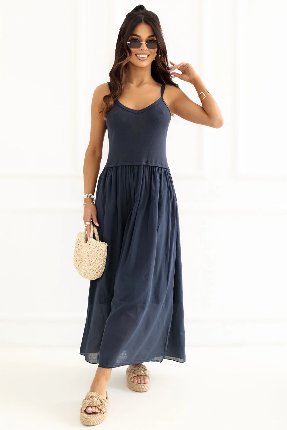 Robe de jour bleue marine
