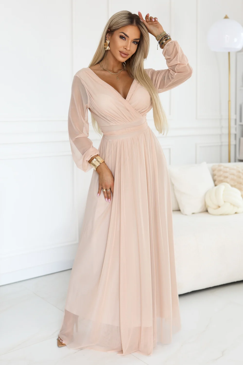 Robe longue rose