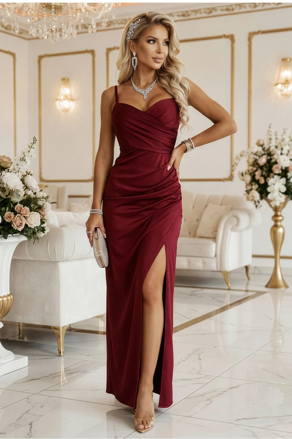 Robe longue rouge