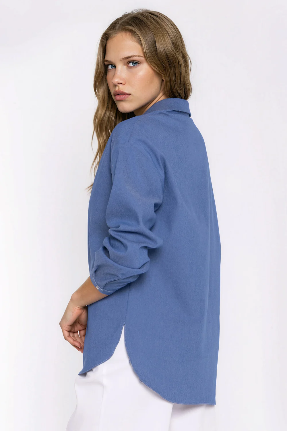 Chemise manche longue bleue – Image 2