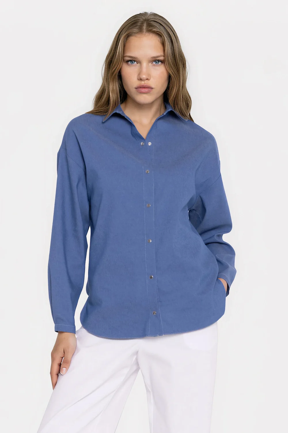 Chemise manche longue bleue – Image 4