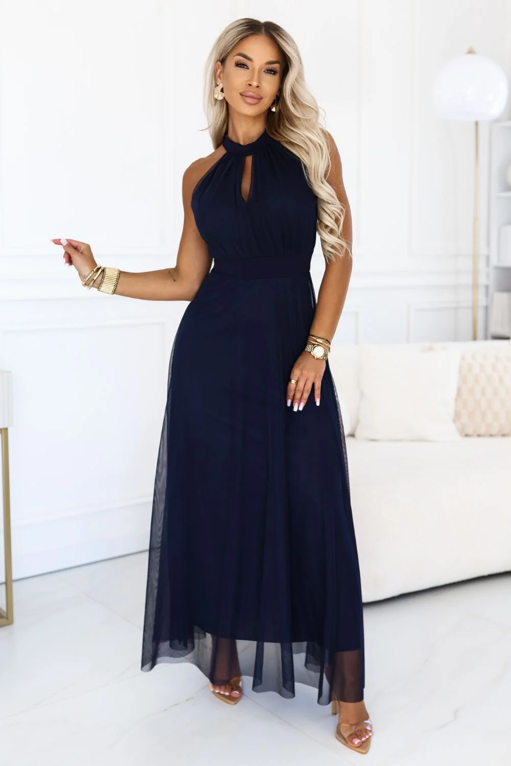 Robe longue bleue marine