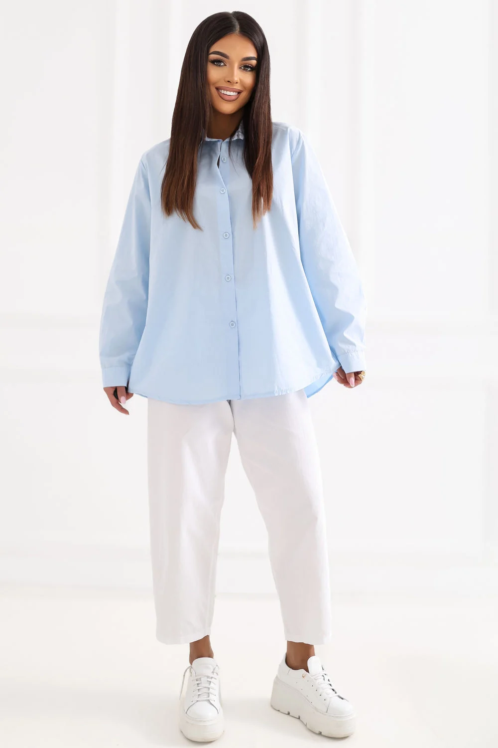 Chemise manche longue bleue – Image 2