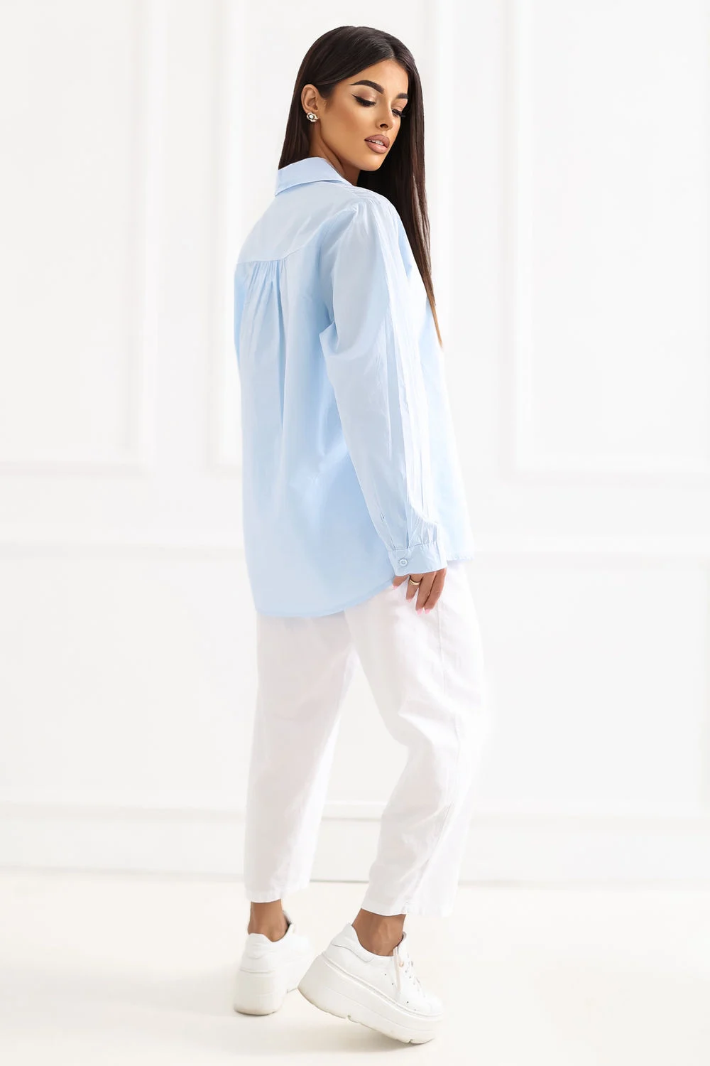 Chemise manche longue bleue – Image 3