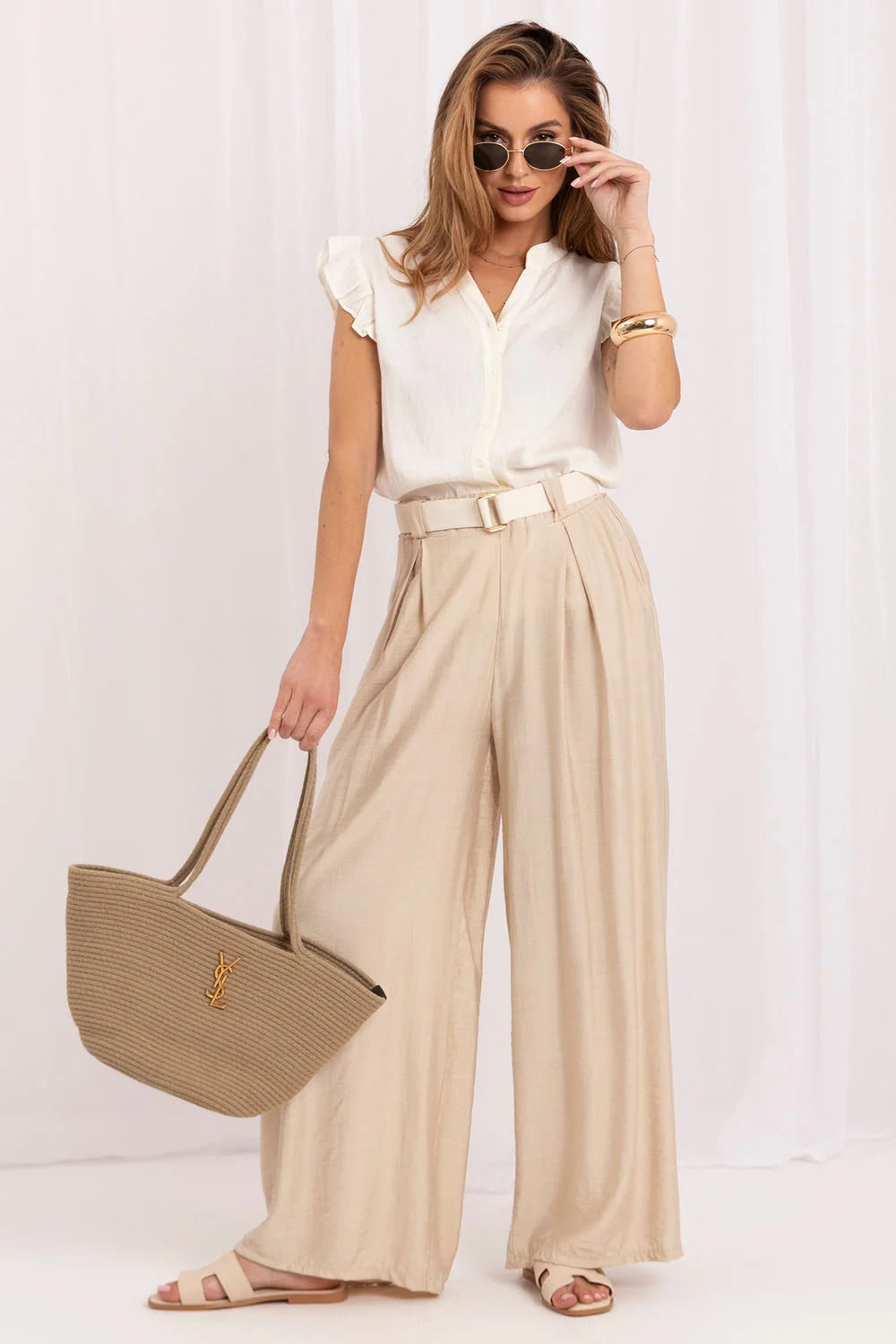 Pantalon femme beige