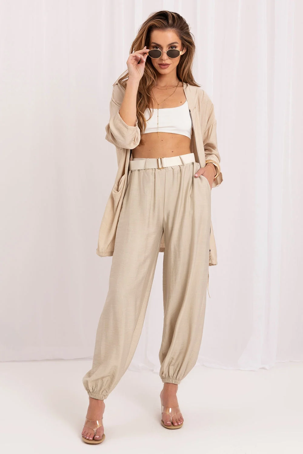 Pantalon femme beige