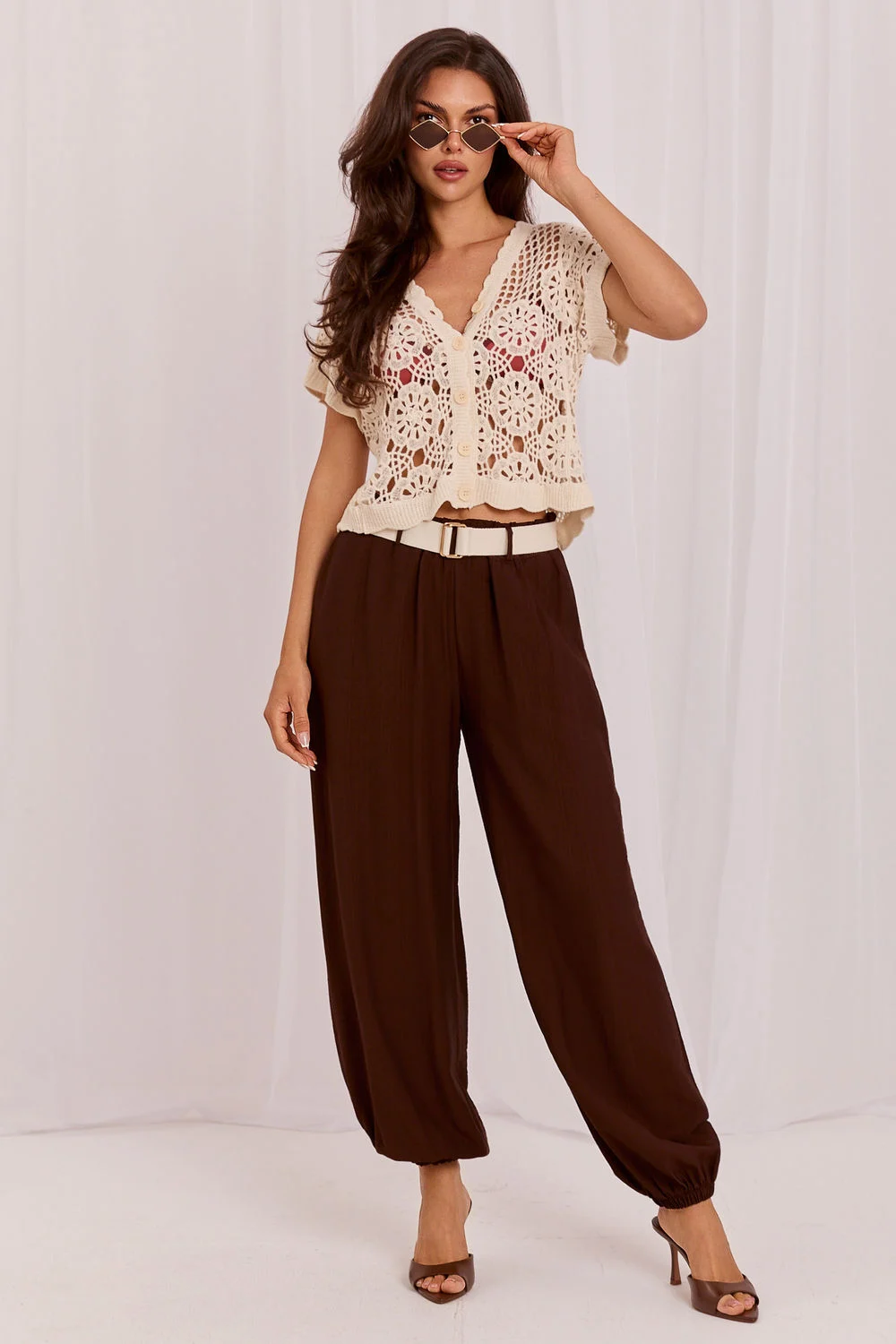 Pantalon femme brun