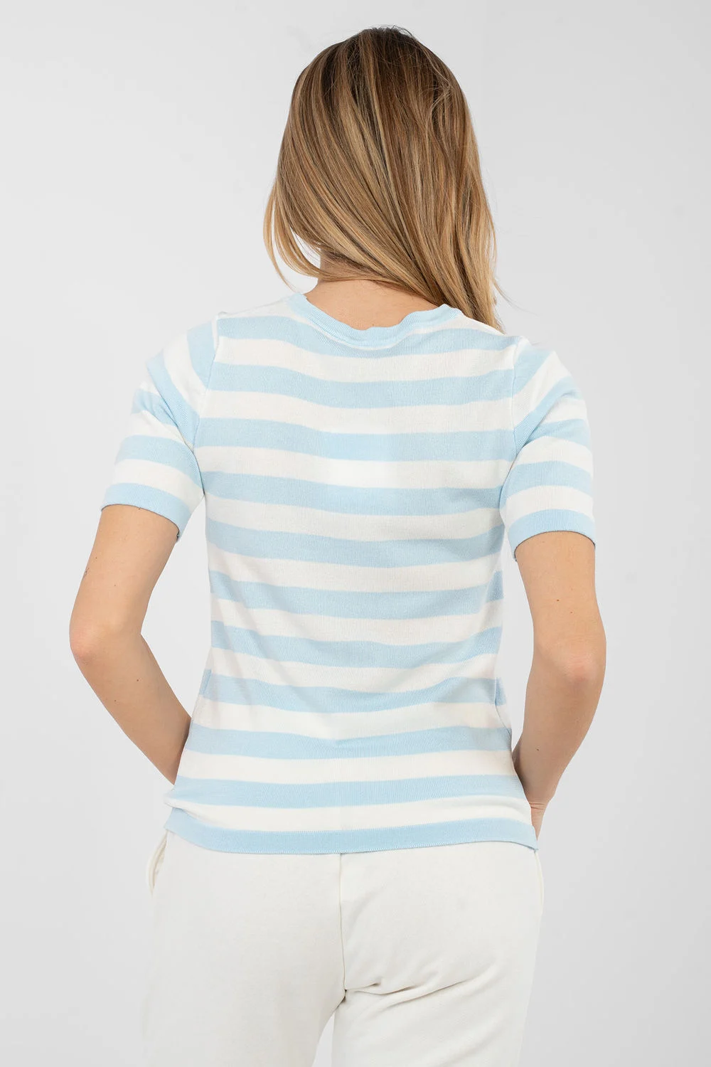 Pull à manches courtes bleu – Image 3