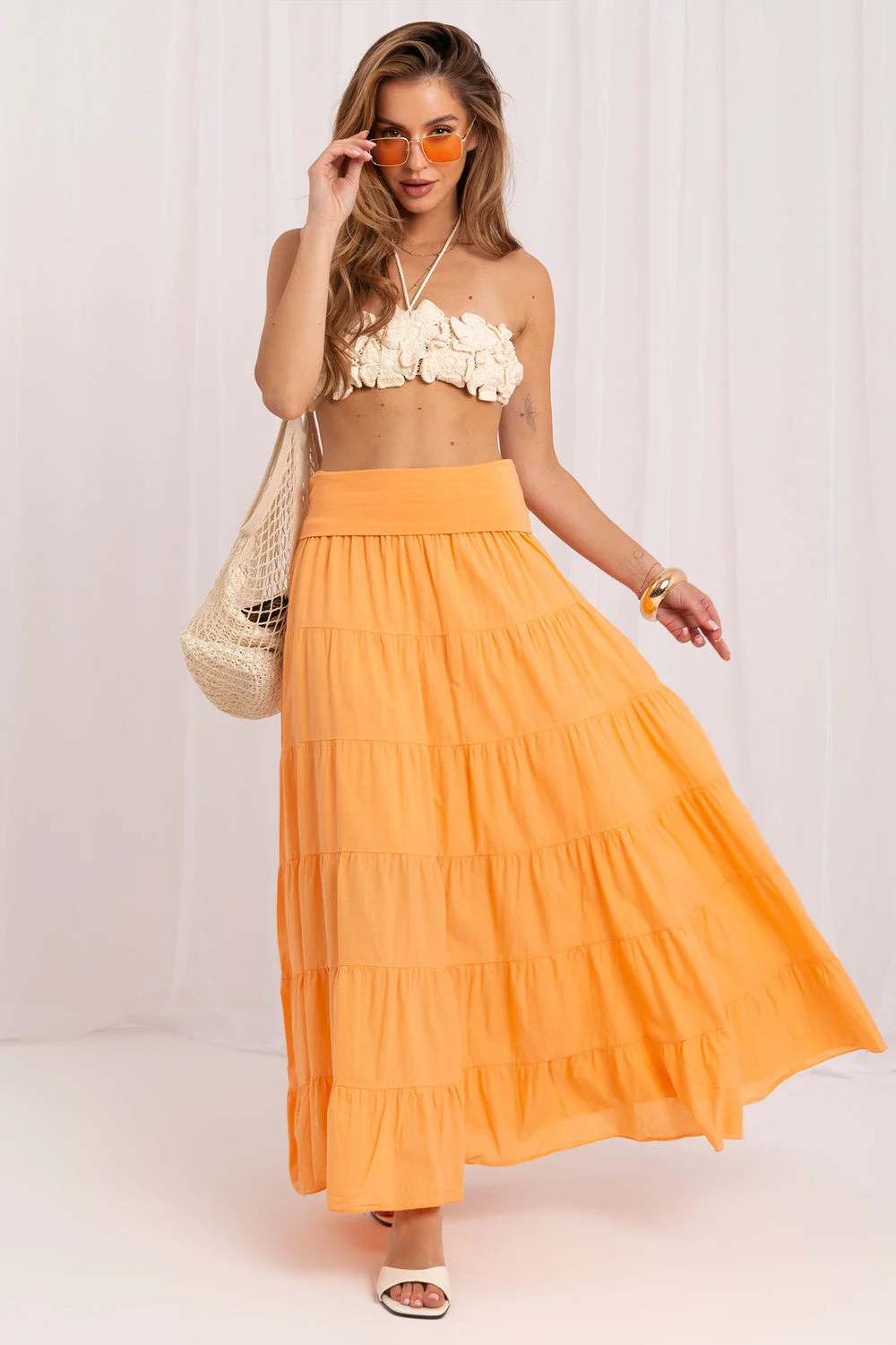 Jupe longue orange