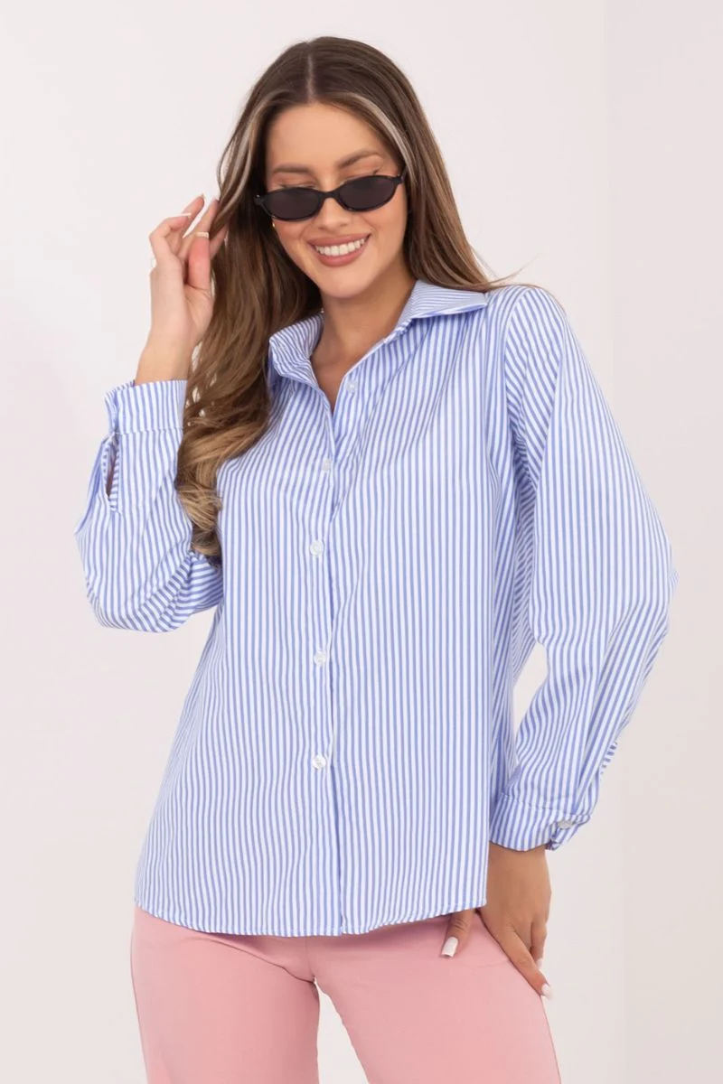 Chemise manche longue bleue – Image 2