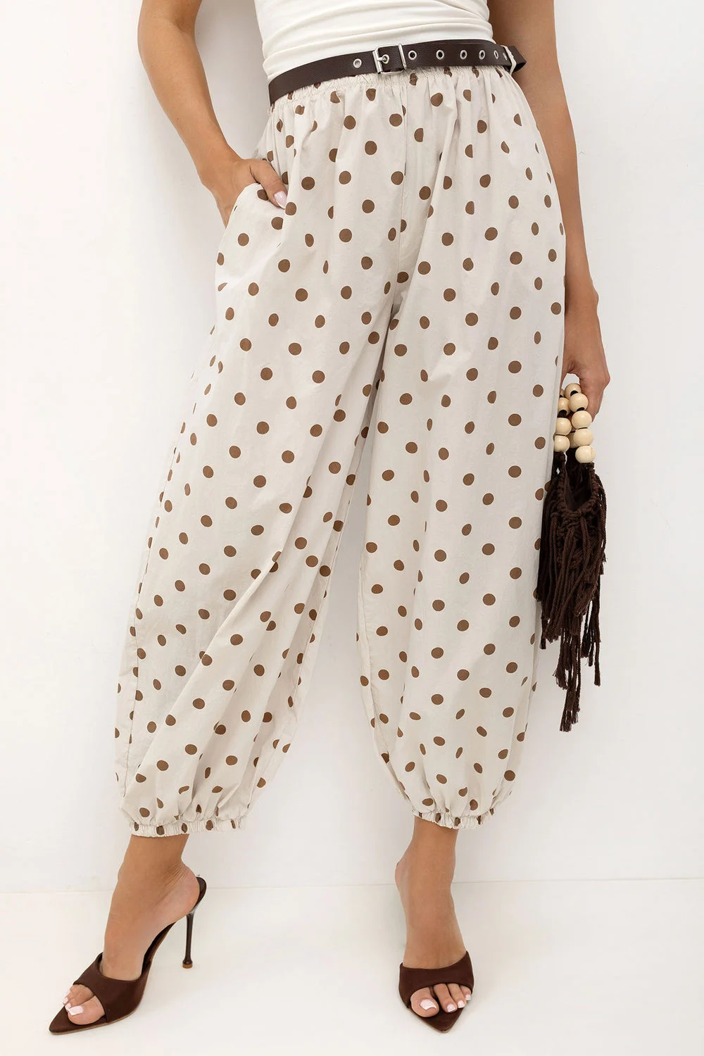 Pantalon femme beige