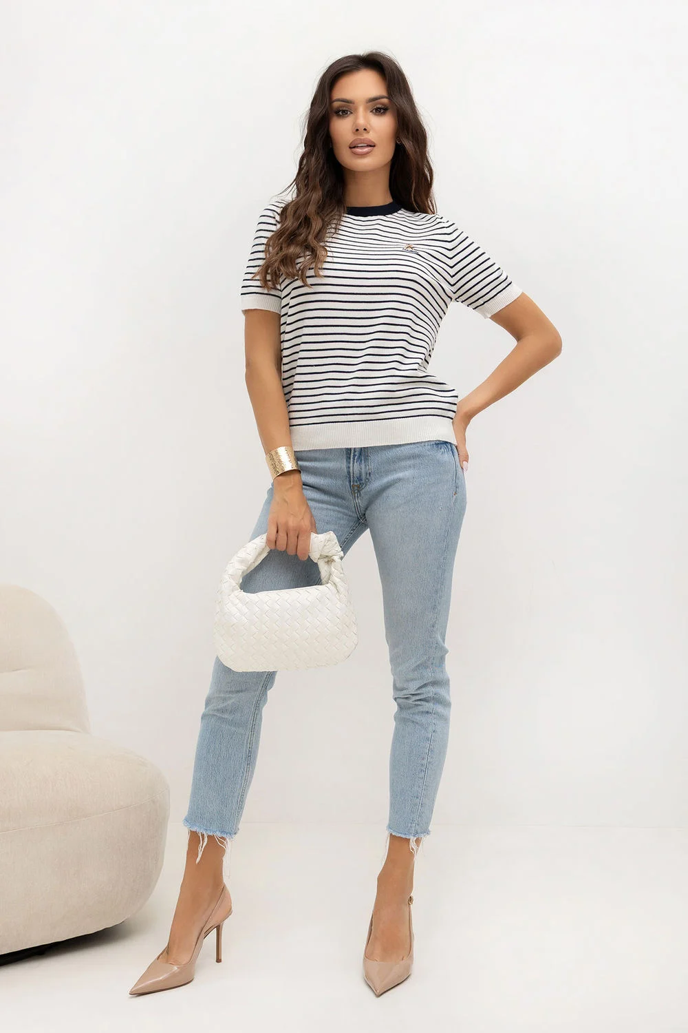 Pull à manches courtes blanc – Image 2