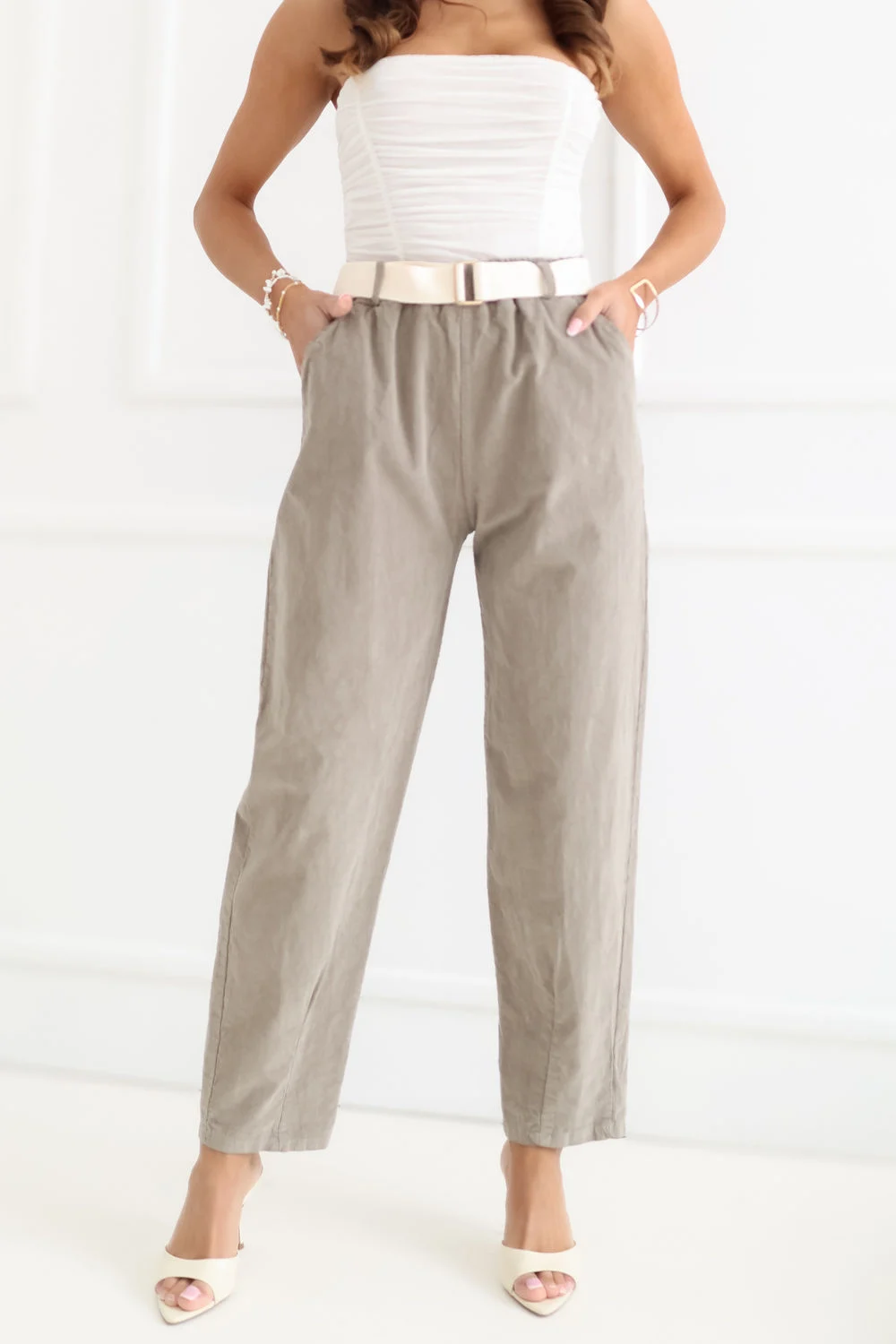 Pantalon en velours côtelé beige