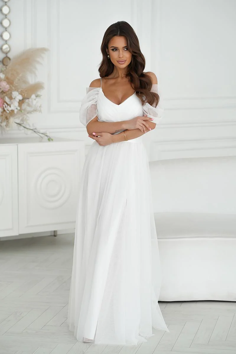 Robe longue beige