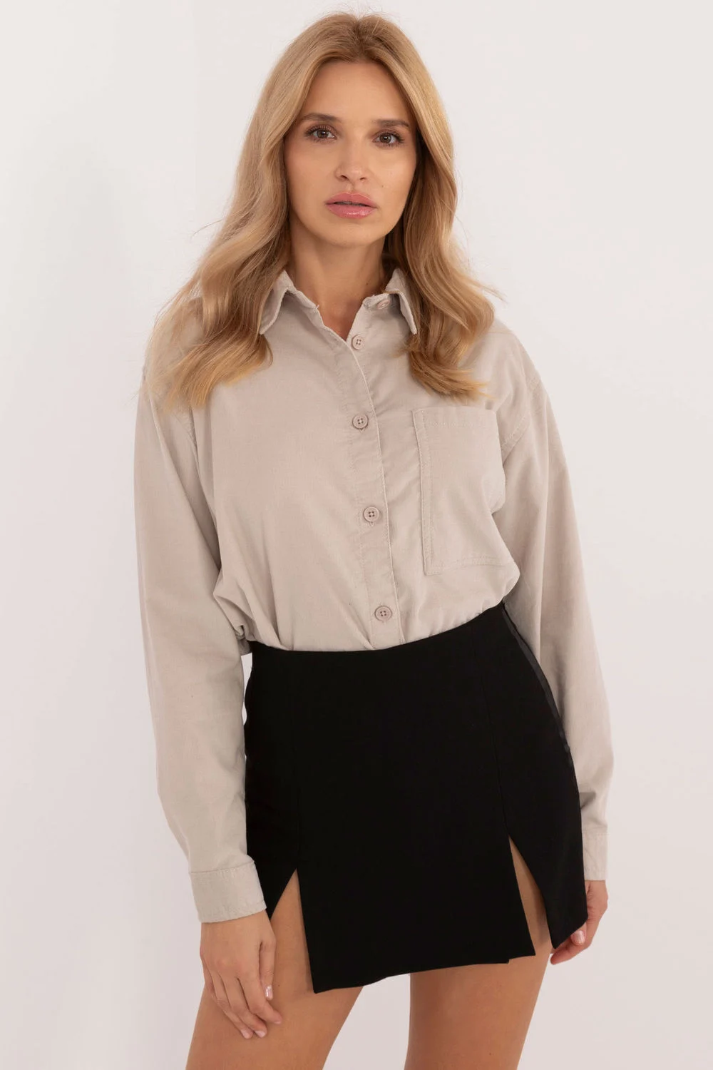 Chemise manche longue beige