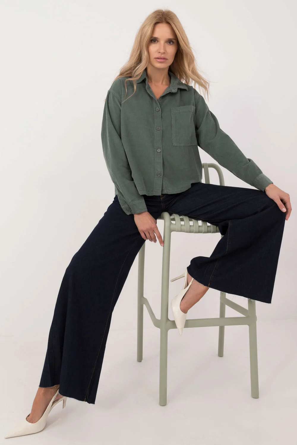 Chemise manche longue verte – Image 2