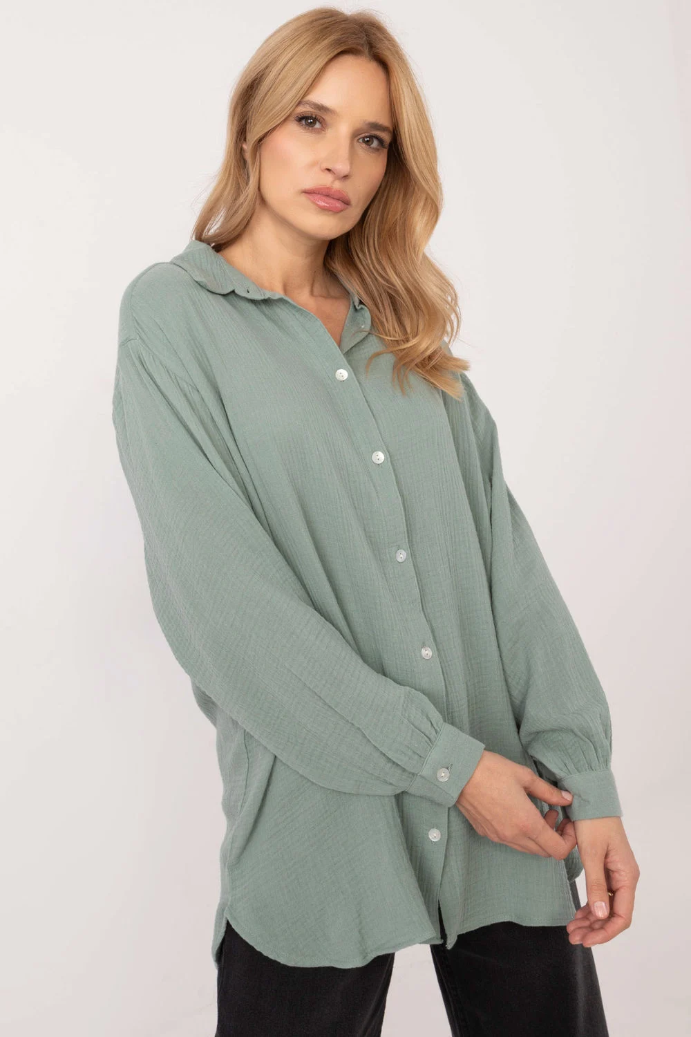 Chemise manche longue verte