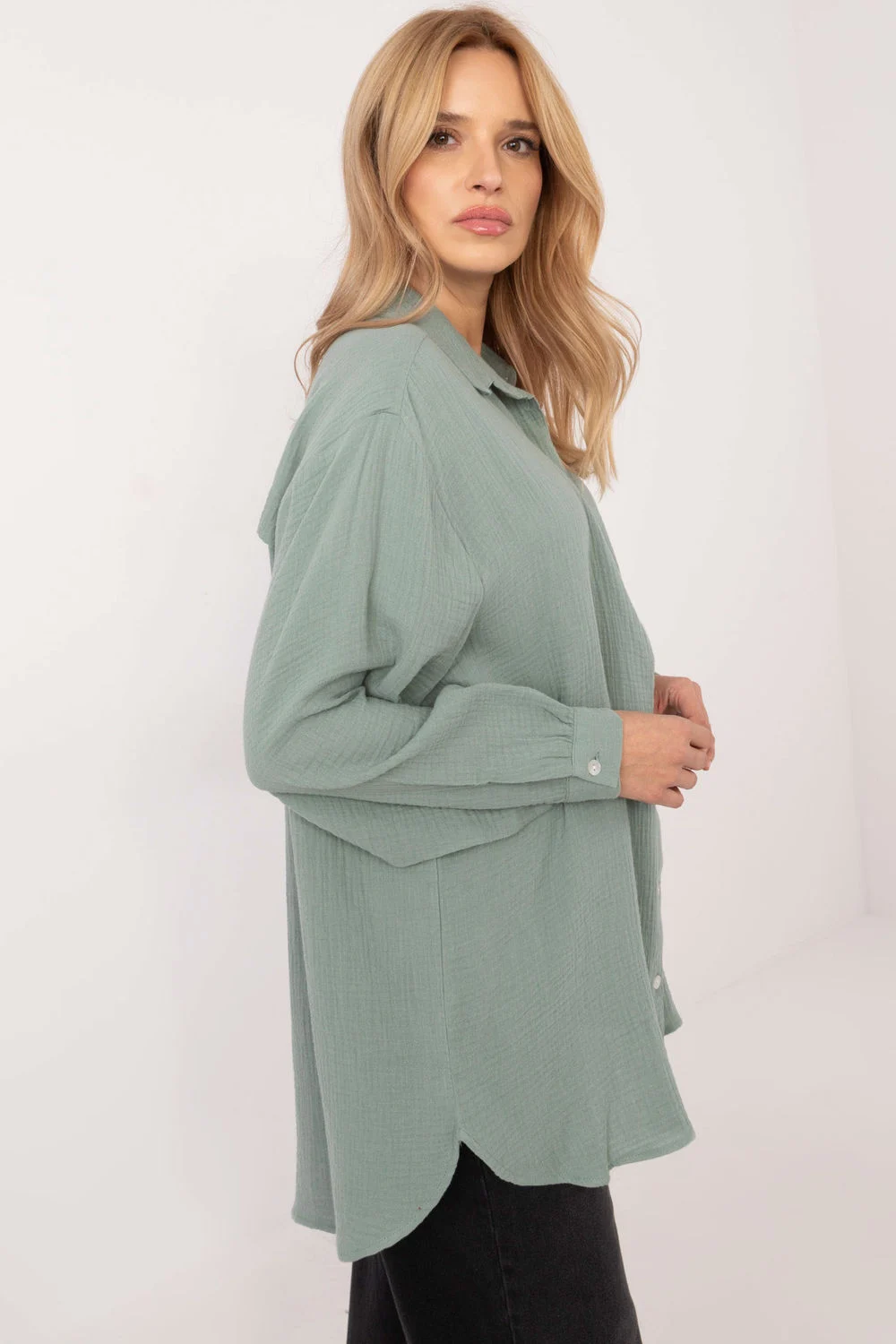 Chemise manche longue verte – Image 2