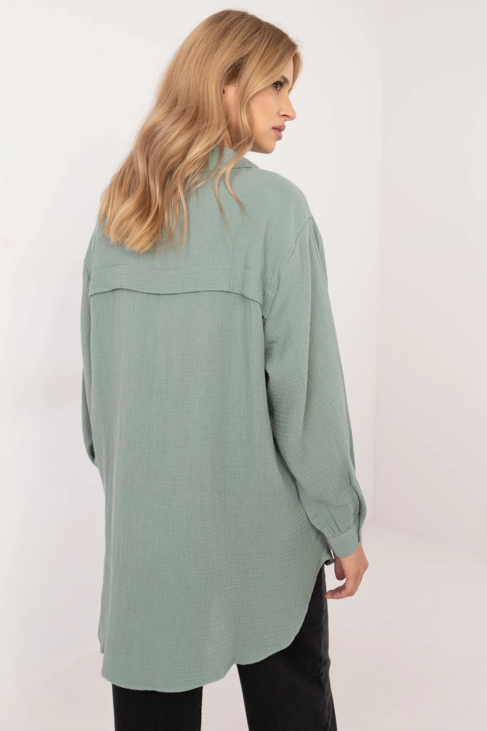 Chemise manche longue verte – Image 3