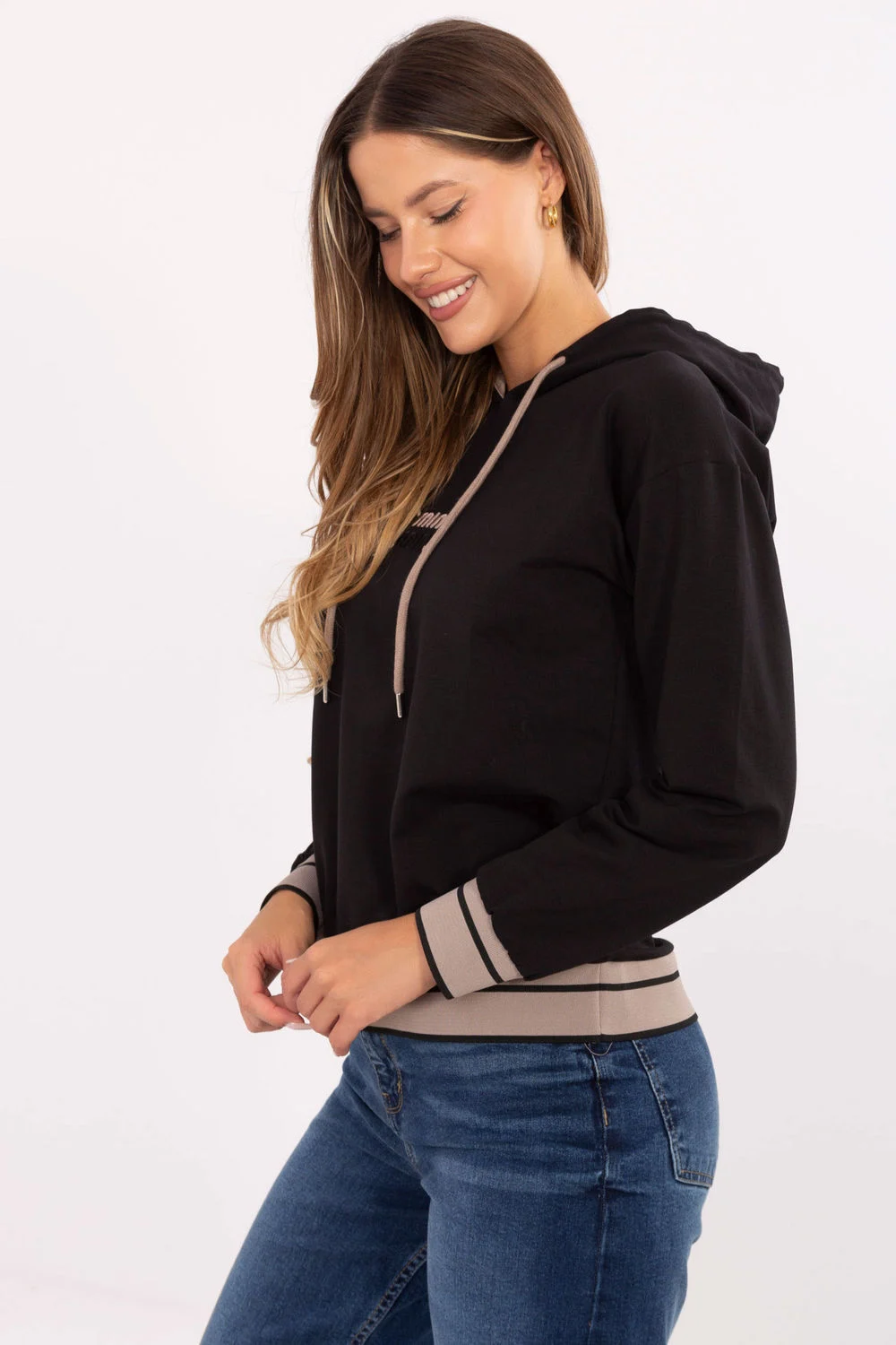 Relevance Sweatshirt à capuche noir en coton